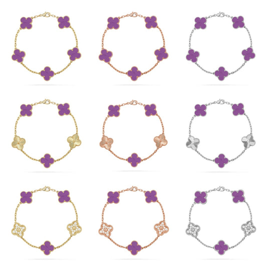 [Lumi Jewels]CLOVER 5 MOTIF LIGHT PURPLE BRACELET COLLECTION