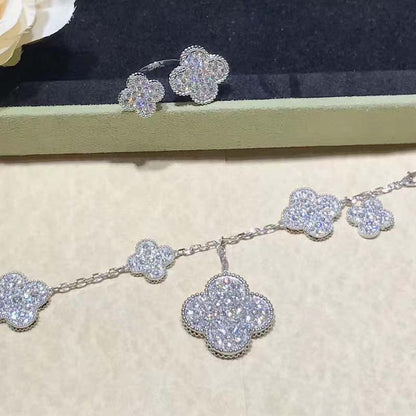 [Lumi Jewels]CLOVER 6 MOTIFS SILVER DIAMOND BRACELET