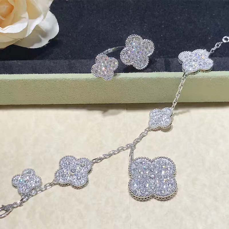 [Lumi Jewels]CLOVER 6 MOTIFS SILVER DIAMOND BRACELET