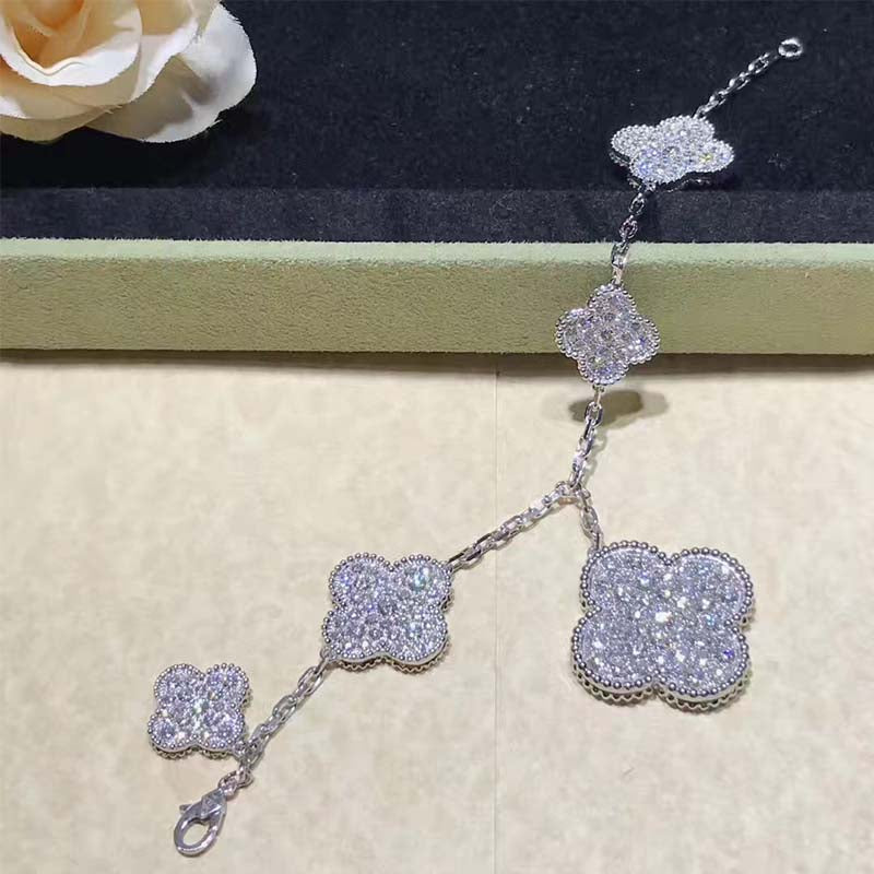 [Lumi Jewels]CLOVER 6 MOTIFS SILVER DIAMOND BRACELET