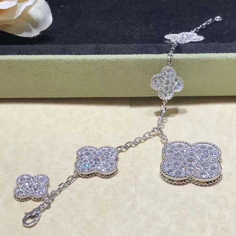 [Lumi Jewels]CLOVER 6 MOTIFS SILVER DIAMOND BRACELET