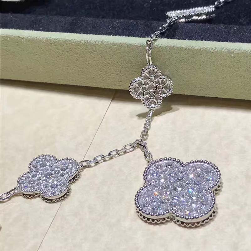 [Lumi Jewels]CLOVER 6 MOTIFS SILVER DIAMOND BRACELET