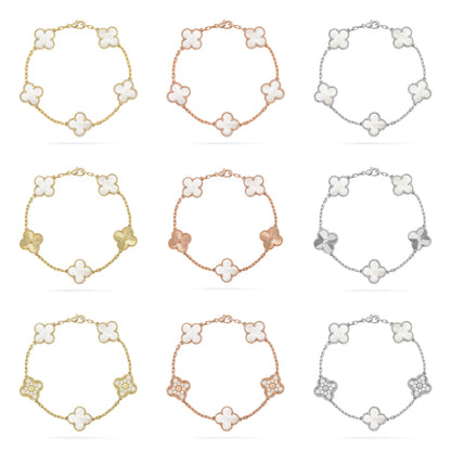 [Lumi Jewels]CLOVER WHITE PEARL MOP 5 MOTIF BRACELET COLLECTION