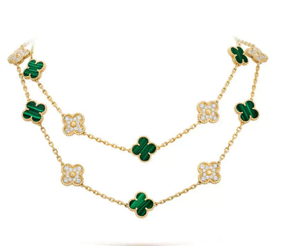 [Lumi Jewels]CLOVER 20 MOTIFS MALACHITE DIAMOND NECKLACE