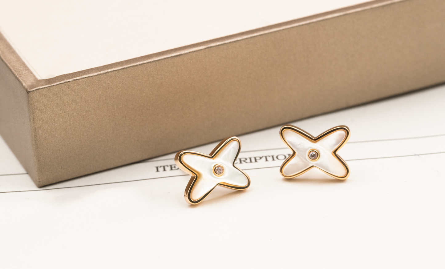 [Lumi Jewels]JEUX DE WHITE MOP ROSE GOLD DIAMOND EARRINGS