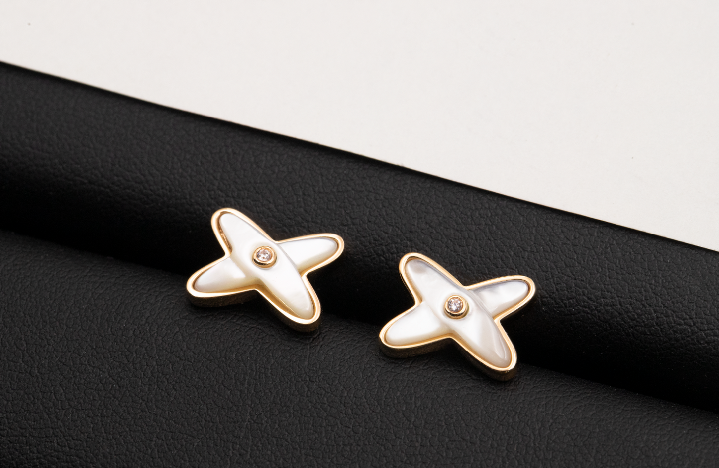 [Lumi Jewels]JEUX DE WHITE MOP ROSE GOLD DIAMOND EARRINGS