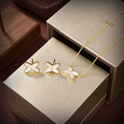 [Lumi Jewels]JEUX DE WHITE MOP GOLD DIAMOND EARRINGS