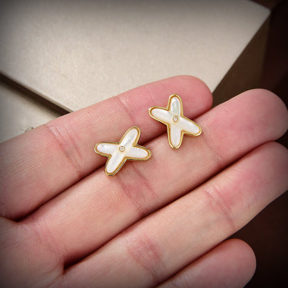 [Lumi Jewels]JEUX DE WHITE MOP GOLD DIAMOND EARRINGS