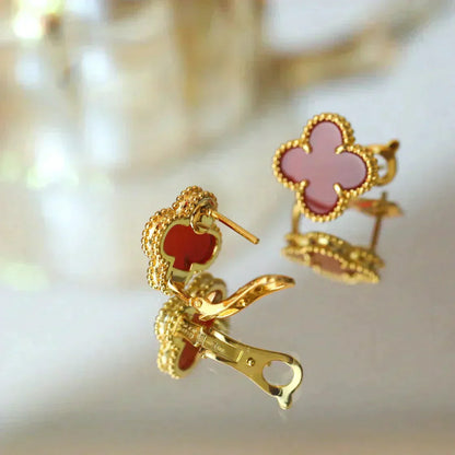 [Lumi Jewels]CLOVER MEDIUM 1 MOTIFS CARNELIAN  EARRINGS