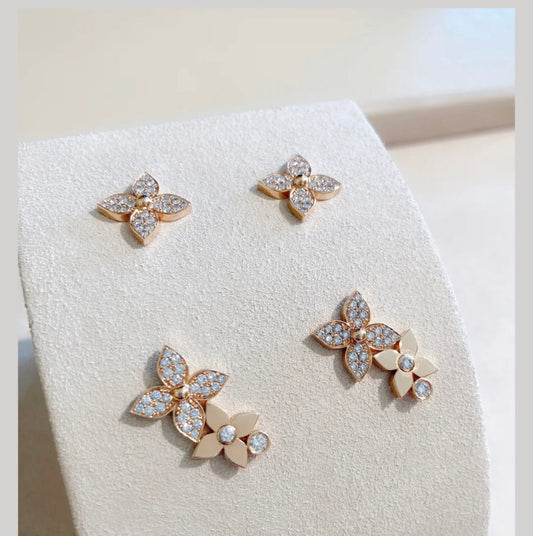 [Lumi Jewels]STAR BLOSSOM STUD EARRINGS PINK GOLD DIAMONDS