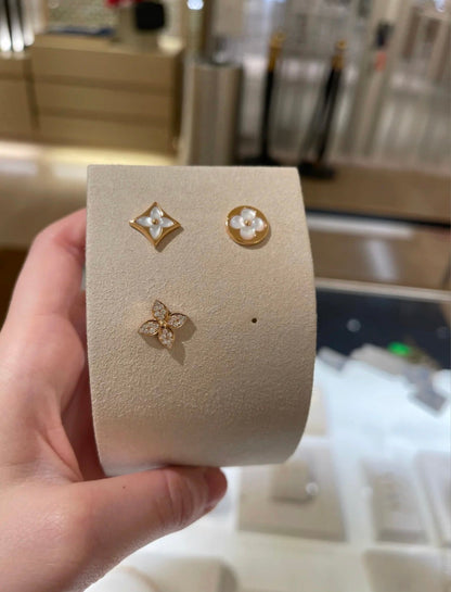 [Lumi Jewels]STAR BLOSSOM STUD EARRINGS PINK GOLD DIAMONDS