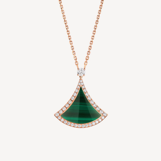 [Lumi Jewels]DREAM MALACHITE DIAMOND PAVED PINK GOLD NECKLACE