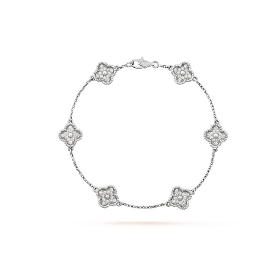 [Lumi Jewels]CLOVER 6 MOTIF SILVER DIAMOND BRACELET