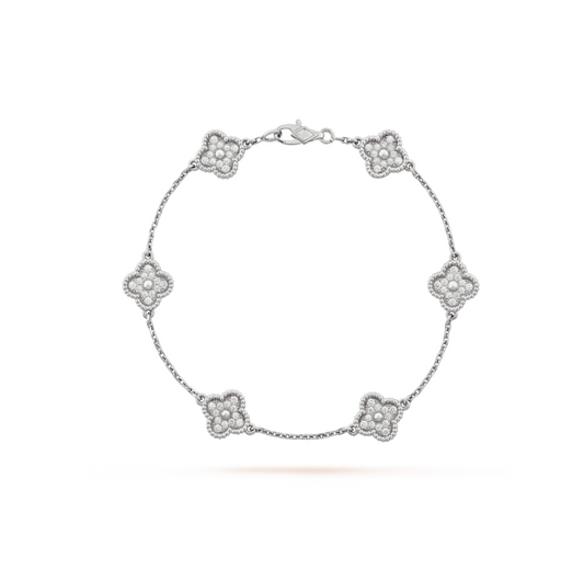 [Lumi Jewels]BRACELET CLOVER 6 MOTIF ARGENT DIAMANT