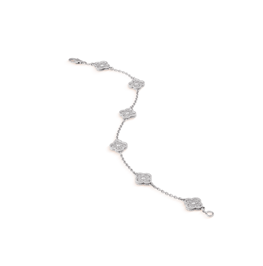 [Lumi Jewels]CLOVER 6 MOTIF SILVER DIAMOND BRACELET