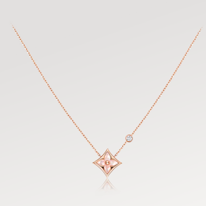[Lumi Jewels]STAR PINK MOP 1 DIAMOND PINK GOLD NECKLACE