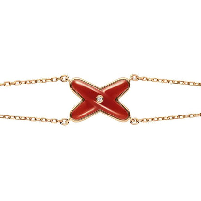 [Lumi Jewels]JEUX BRACELET CARNELIAN PINK GOLD 1 DIAMOND
