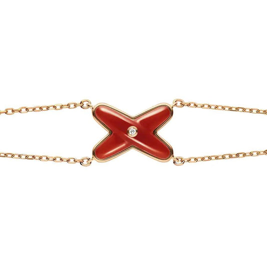 [Lumi Jewels]JEUX BRACELET CARNELIAN PINK GOLD 1 DIAMOND