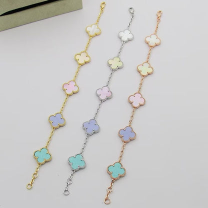 [Lumi Jewellery]Four‑Leaf Clover Summer Colorful Dopamine Bracelet