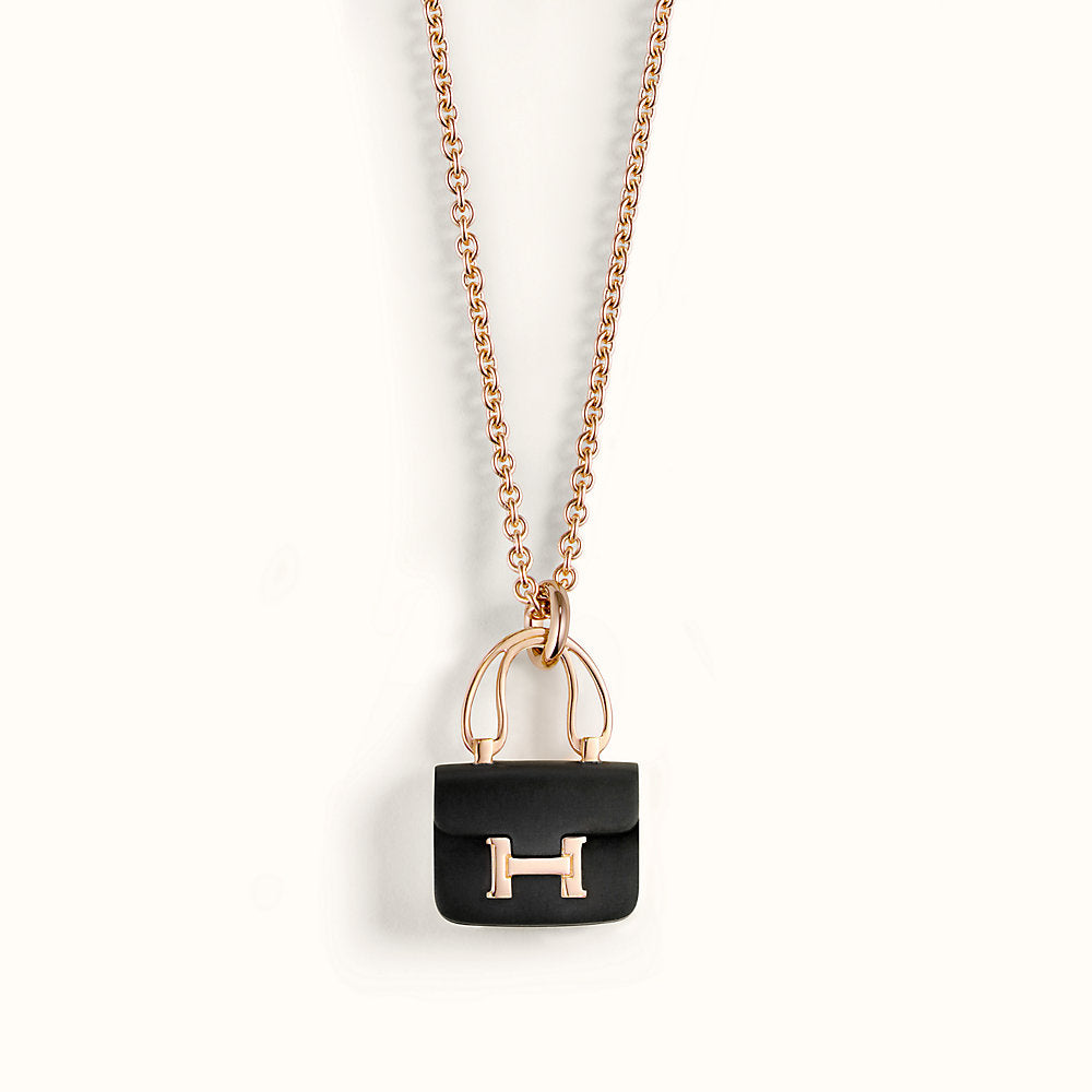 [Lumi Jewels]CONSTANCE BLACK PEDANT PINK GOLD NECKLACE