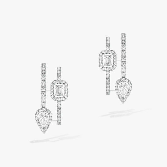 [Lumi]CREOLES MY TWIN 2 RANGS SILVER DIAMOND EARRINGS