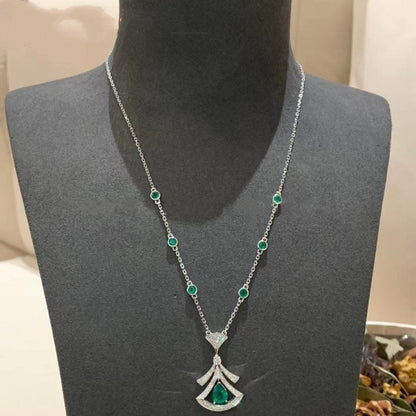 [Lumi Jewels]COLLIER DE RÊVE MALACHITE DIAMANT ARGENT
