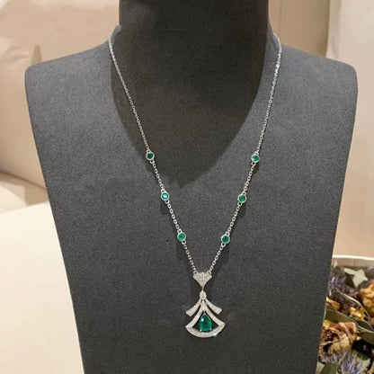 [Lumi Jewels]COLLIER DE RÊVE MALACHITE DIAMANT ARGENT