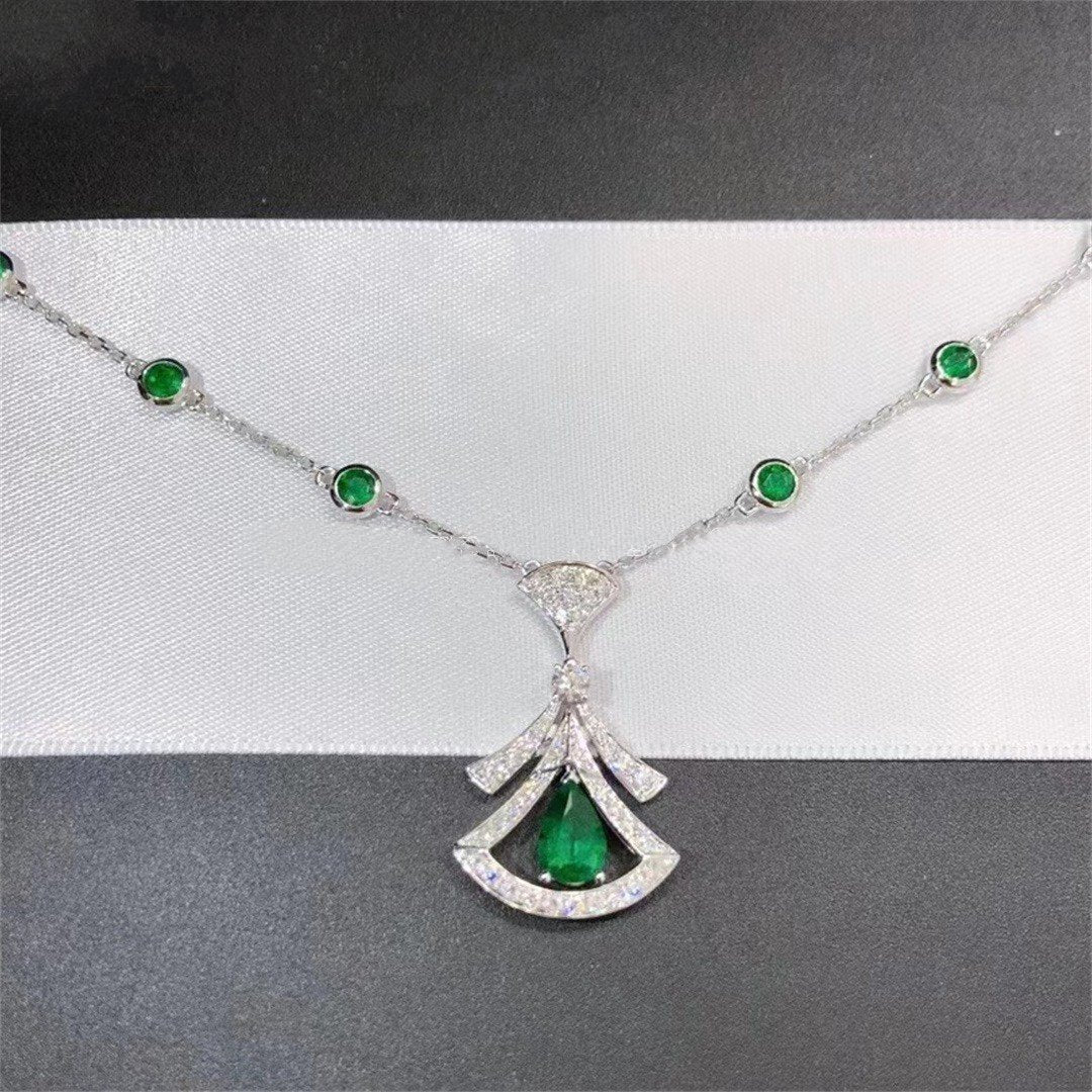 [Lumi Jewels]COLLIER DE RÊVE MALACHITE DIAMANT ARGENT