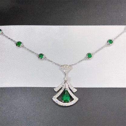 [Lumi Jewels]COLLIER DE RÊVE MALACHITE DIAMANT ARGENT