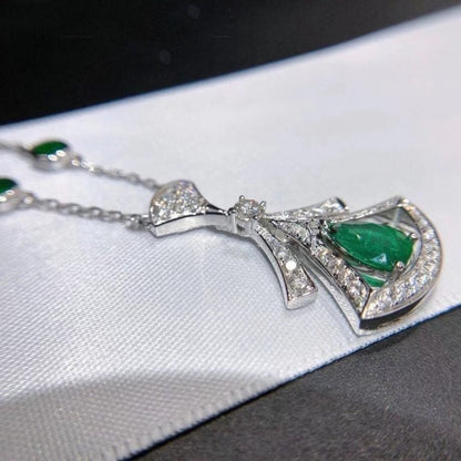 [Lumi Jewels]COLLIER DE RÊVE MALACHITE DIAMANT ARGENT