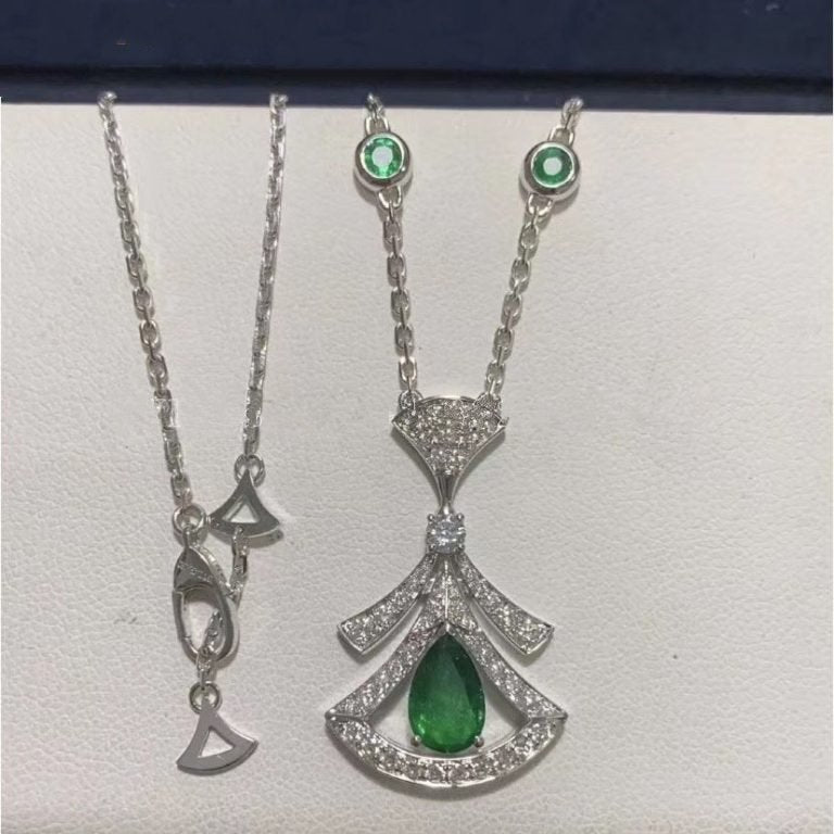 [Lumi Jewels]COLLIER DE RÊVE MALACHITE DIAMANT ARGENT