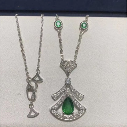 [Lumi Jewels]COLLIER DE RÊVE MALACHITE DIAMANT ARGENT
