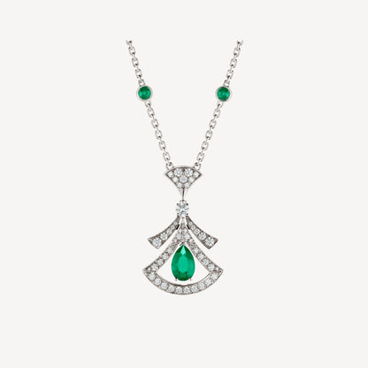 [Lumi Jewels]COLLIER DE RÊVE MALACHITE DIAMANT ARGENT