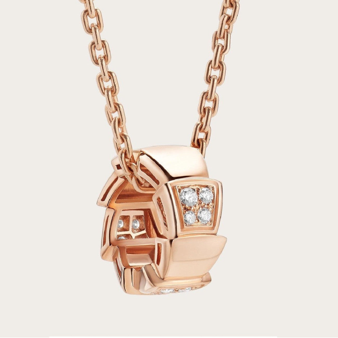 [Lumi Jewels]COLLIER PENDENTIF SERPENTIN DIAMANTS OR ROSE