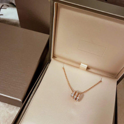 [Lumi Jewels]SERPENTI PINK GOLD NECKLACE DOUBLE RING DIAMOND
