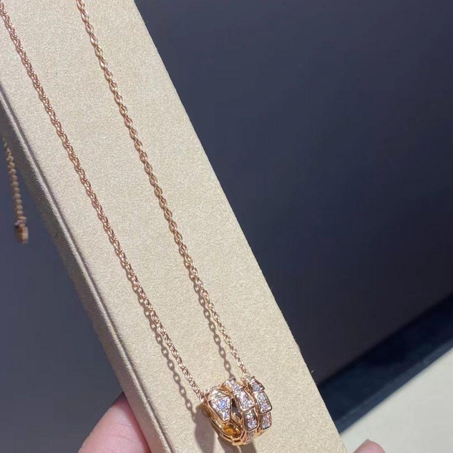 [Lumi Jewels]SERPENTI PINK GOLD NECKLACE DOUBLE RING DIAMOND