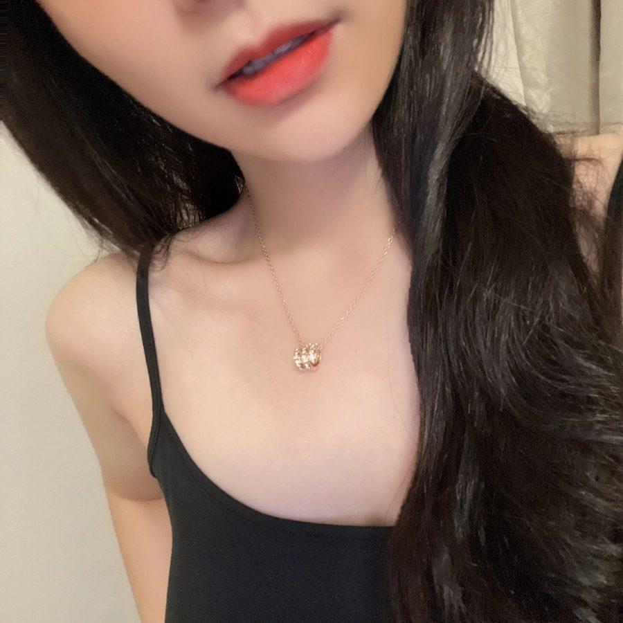 [Lumi Jewels]SERPENTI PINK GOLD NECKLACE DOUBLE RING DIAMOND