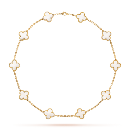 [Lumi Jewels]CLOVER 10 MOTIFS WHITE MOTHER OF PEARL NECKLACE
