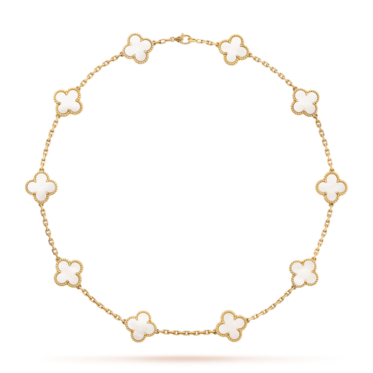 [Lumi Jewels]CLOVER 10 MOTIFS WHITE MOTHER OF PEARL NECKLACE