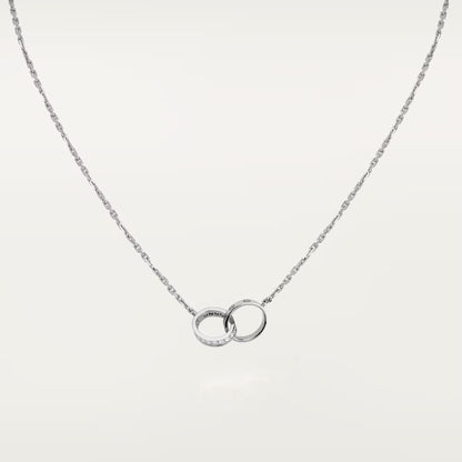 [Lumi Jewelery]LOVE DOUBLE RING HALF DIAMOND NECKLACE