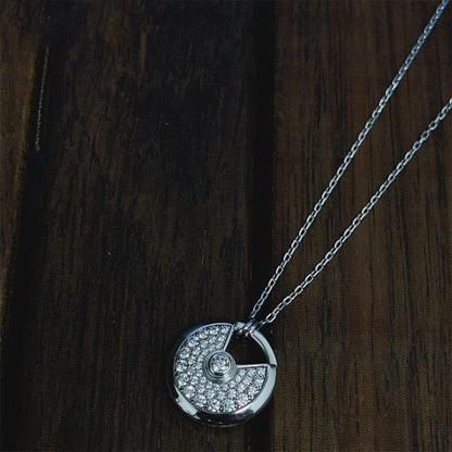 [Lumi Jewels]AMULETTE SILVER FULL DIAMOND NECKLACE
