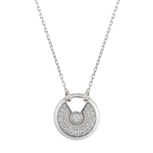 [Lumi Jewels]AMULETTE SILVER FULL DIAMOND NECKLACE