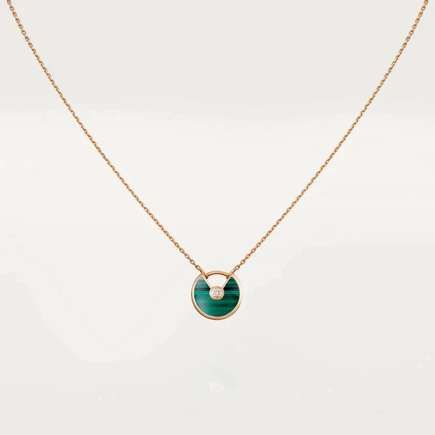 [Lumi Jewels]AMULETTE ROSE GOLD MALACHITE NECKLACE