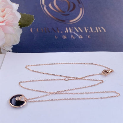 [Lumi Jewels]AMULETTE ROSE GOLD ONYX NECKLACE