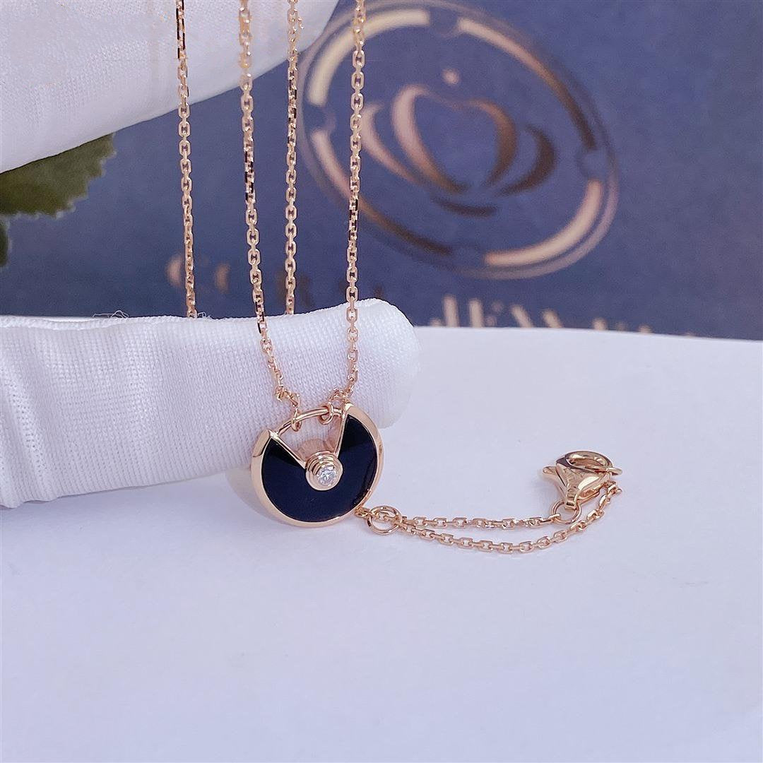 [Lumi Jewels]AMULETTE ROSE GOLD ONYX NECKLACE