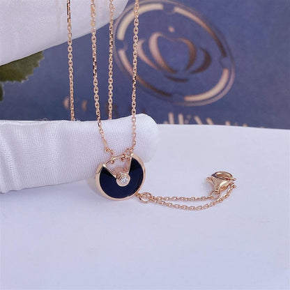 [Lumi Jewels]AMULETTE ROSE GOLD ONYX NECKLACE