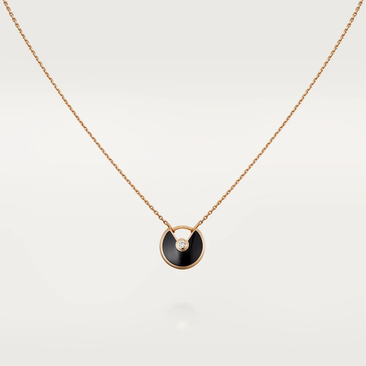 [Lumi Jewels]AMULETTE ROSE GOLD ONYX NECKLACE