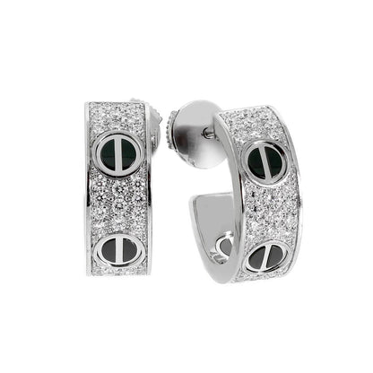 [Lumi Jewelery]LOVE CERAMIC DIAMOND PAVED SILVER EARRINGS