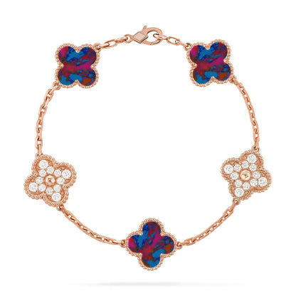 [Lumi Jewels]CLOVER 5 MOTIF COLOR GEMSTONES BRACELET COLLECTION