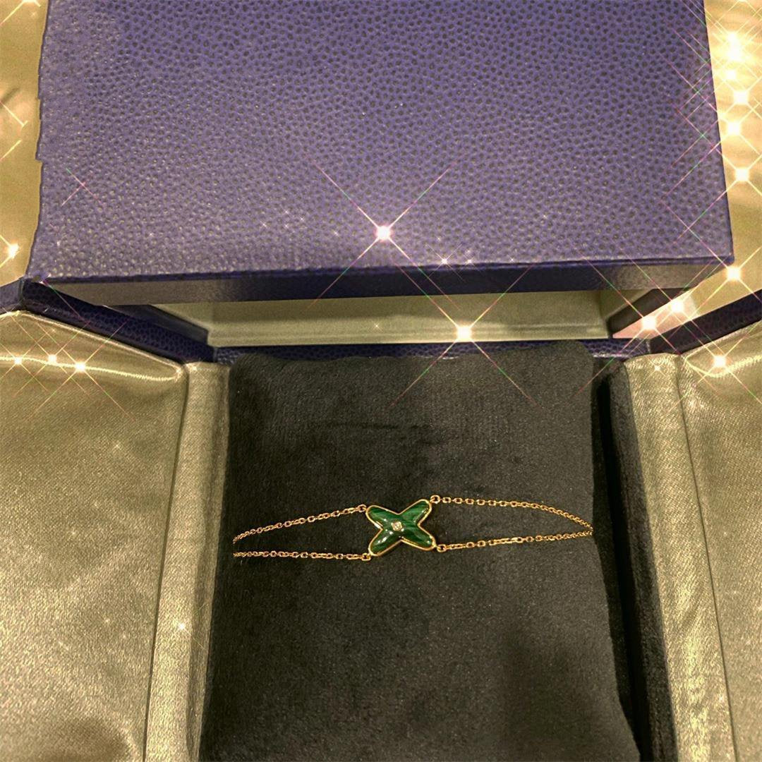 [Lumi Jewels]JEUX BRACELET MALACHITE PINK GOLD 1 DIAMOND